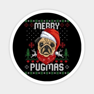 Merry Pugmas Xmas Gifts Ugly Christmas Sweater - Santa Pug Magnet